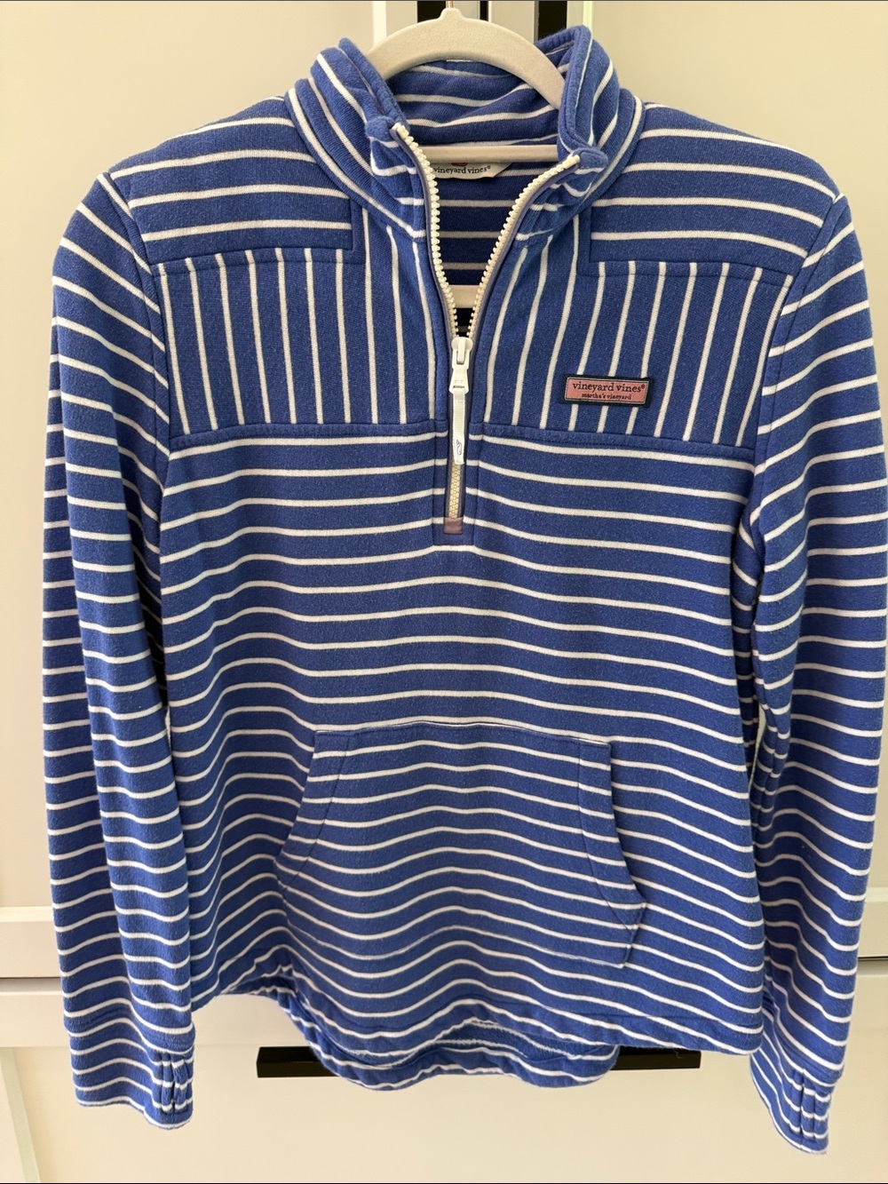 Vineyard Vines Royal Blue and White Striped Half-Zip Pullover